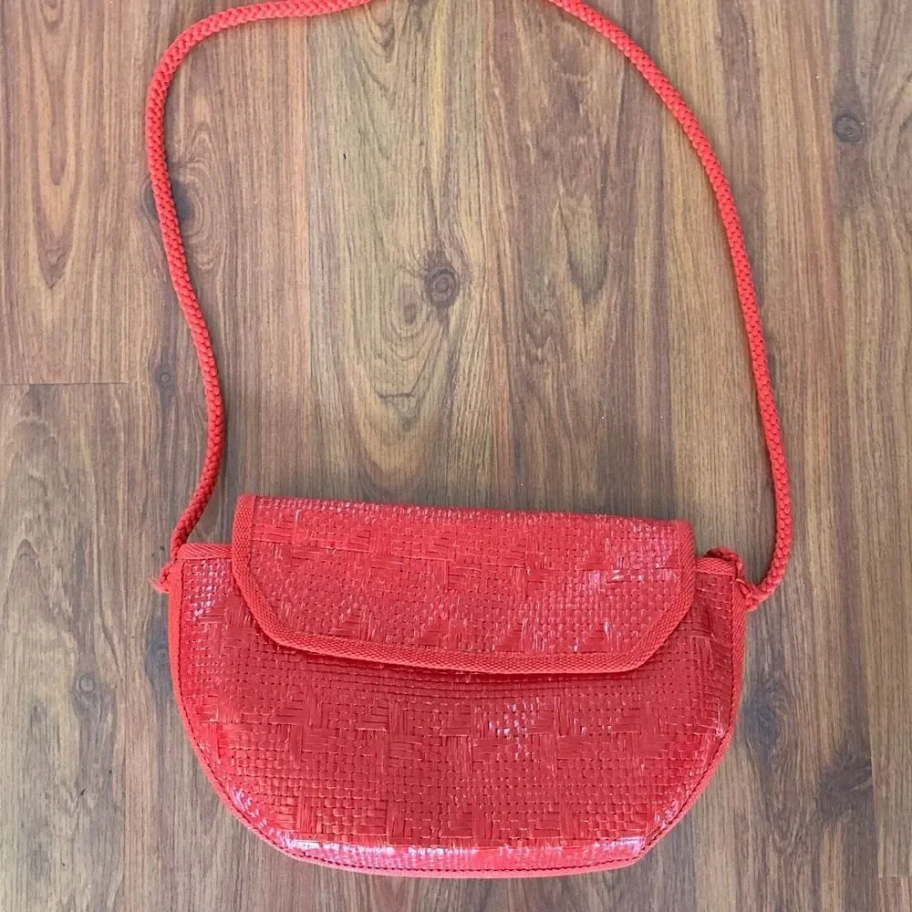 Vintage Danielle Nicole made in Italy basket weave straw handbag red - Picture 1 of 5